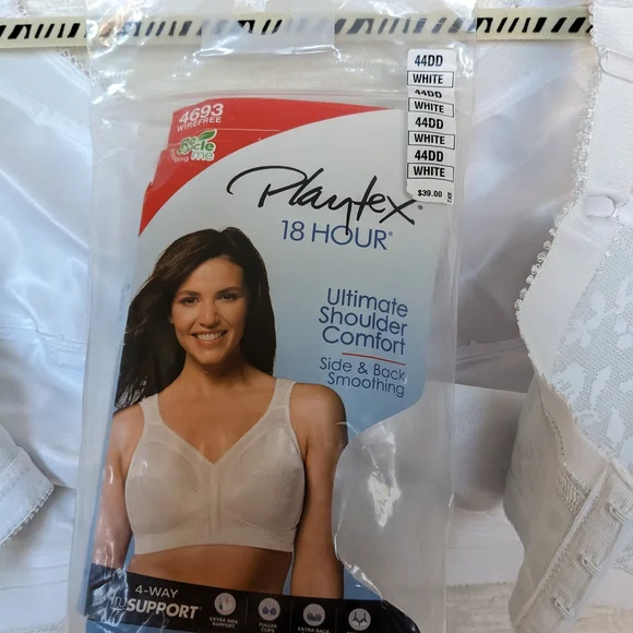 Playtex 44DD Woman Bra Wireless Comfort Strap White 18 Hour Line New - Picture 7 of 9